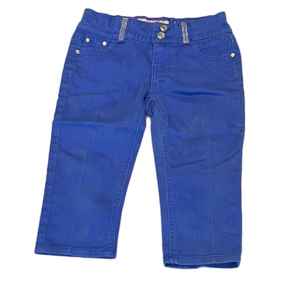 LULU LUV Girls Denim Jeans Pants Blue with Rhinestones Size 8 - Picture 1 of 5